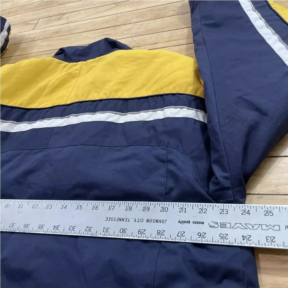 TOMMY HILFIGER Y2k Puffer Jacket Men XL Vintage Yellow Blue Heavy Snow Gorpcore